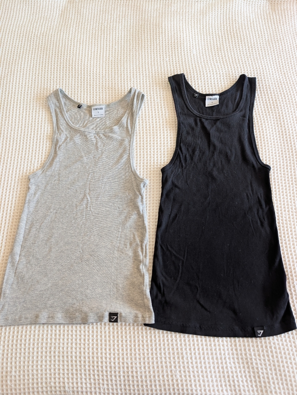 Gymshark Tank Top Mens Small Black Gray Muscle Shirt Ribbed Gym Workout Lot Of 2